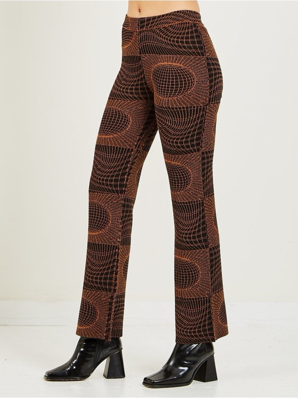 Paloma Wool Black and Brown Geo-Print Flare Pants
